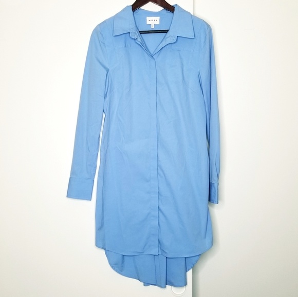 Milly Long Sleeve Stretch Poplin Shirt Dress - Picture 2 of 8